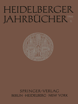 cover image of Heidelberger Jahrbücher X